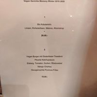 Vegan Menu at Memory in Grindelwald