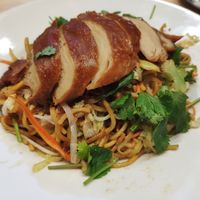Chow mein with seitan at Loving Bistro - OC Flora in Prague