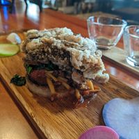 コースの大根ステーキと揚げ舞茸 at Veganic Monkey Magic 浅草 in Tokyo