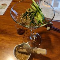 Loved this unique salad with crushed sesame seeds at Veganic Monkey Magic 浅草 in Tokyo