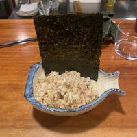 Rice with Japanese pickles and seaweed  at Veganic Monkey Magic 浅草 in Tokyo