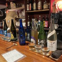 Sake flights  at Veganic Monkey Magic 浅草 in Tokyo