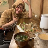 Hostess is very friendly and offered to pose for a picture! at Veganic Monkey Magic 浅草 in Tokyo