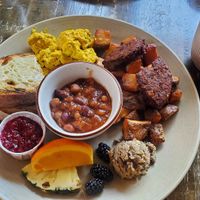 Classic vegan breakfast at Le Trèfle in Montreal