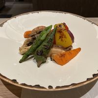 Charcoal grilled local vegetables (served with miso, soy sauce and sea salt on side) at Sanpou Nishimuraya in Toyooka