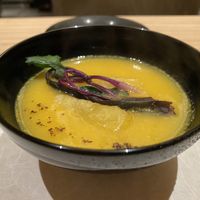 Pumpkin and sticky potato soup  at Sanpou Nishimuraya in Toyooka
