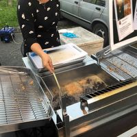 frying process at Black Tea Stinky Tofu 红茶臭豆腐 in Johor Bahru