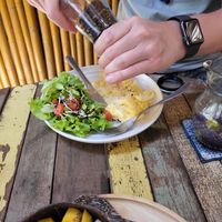Parmesan egg with salad at Galapagos in Koh Lanta