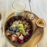 Galapagos bowl with soy milk   at Galapagos in Koh Lanta