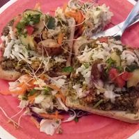 Mock tuna melt platter with potato salad and coleslaw at Chef Brooke's Natural Cafe in Fort Myers