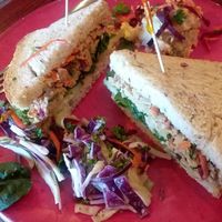 Mock chicken salad sandwich made with tempeh at Chef Brooke's Natural Cafe in Fort Myers
