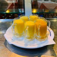 Vegan mango lassie with coconut  at New Himalaia in Lisbon