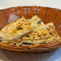 Vegan cheese-mushroom naan. at New Himalaia in Lisbon