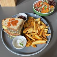 Tempelsandwich mit Pommes & Salat  at Katzentempel in Regensburg