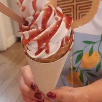 ice cream come with strawberry syrup at FLIP in Dublin