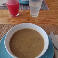 Soup & juices (one of which was watermelon) at Granos Espaço Vegetariano in Lisbon