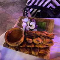 Mushroom Satay with peanut sauce  at The Hungry Tapir in Kuala Lumpur