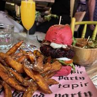 Pink burger  at The Hungry Tapir in Kuala Lumpur