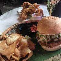 Burger and fried cheeken  at The Hungry Tapir in Kuala Lumpur