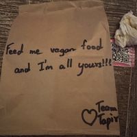 The leftovers in a bag with a sweet message  #Veganuary at The Hungry Tapir in Kuala Lumpur