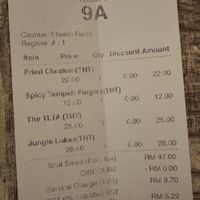Receipt  #Veganuary at The Hungry Tapir in Kuala Lumpur