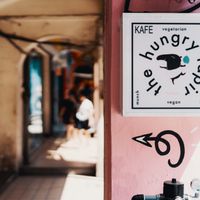 Look out for the black and white signs and pink pillars! at The Hungry Tapir in Kuala Lumpur