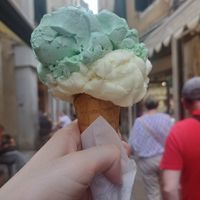 Vegan Mint Choc Chip and Banana ice cream at Amorino in Venice
