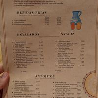 Menu at Prana Veggie in Quito