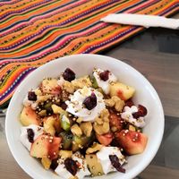 Fruit salad at Prana Veggie in Quito