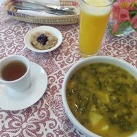 Tea, dessert, soup, juice at Prana Veggie in Quito