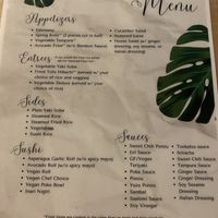 Separate Vegan Menu!   at Bamboo Sushi & Hibachi in Niceville