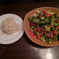 Mongolian stirfry with seitan (vegan) at Blind Faith Cafe in Evanston