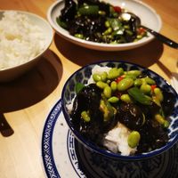 Mushrooms and eddamen beans at Mei Lin in Helsinki