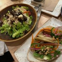 Noodle salad & tofu bao at Seed in New Orleans