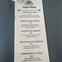 Vegan Menu  at Coa in Columbia