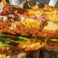 Vegan fried chik'n goodness. at Malibu's Burgers in Oakland