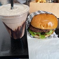 La Lulu Chick'n Sandwich and chocolate hazelnut shake  at Malibu's Burgers in Oakland