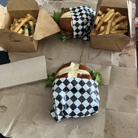 Stadium fries and regular fries and needy meaty burgers   at Malibu's Burgers in Oakland