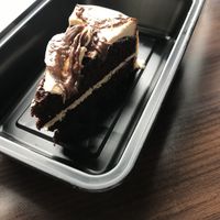 Chocolate peanut butter cake (the lid ruined the top of it) at Lulu Green in Boston