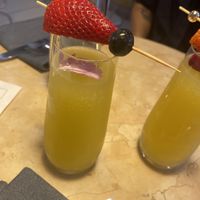Mimosas with the freshest berries  at Lulu Green in Boston