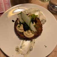 First course was a potato pancake and it was delicious! at Lulu Green in Boston