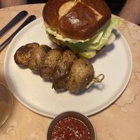 Burger with potatoes  at Lulu Green in Boston