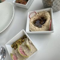 Hummus and cashew cheesee  at Lulu Green in Boston