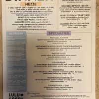 Menu  at Lulu Green in Boston