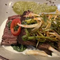 Chunk Foods (seitan) Steak; chimichurri sauce  at Lulu Green in Boston