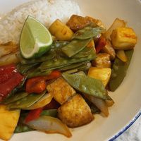 Chilli tofu and pineapple rice main  at Wulf & Lamb Marylebone in London