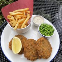 Banana blossom fish cakes yummy 😋   at Wulf & Lamb Marylebone in London