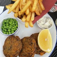 Blossom “fish” cakes  at Wulf & Lamb Marylebone in London