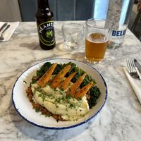 Wulf Pie, London Pale Ale, Large bottle of sparkling water   at Wulf & Lamb Marylebone in London