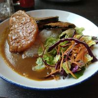 Katsu curry with fried sweet potato and eggplant at Wulf & Lamb Marylebone in London